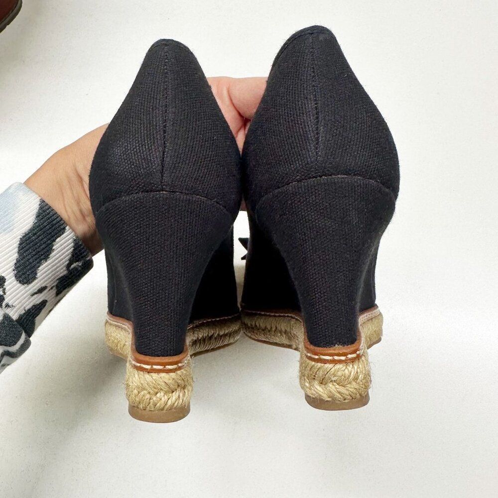 Tory Burch Black Canvas Wedge Espadrilles with Jute Sole - Picture 5 of 11